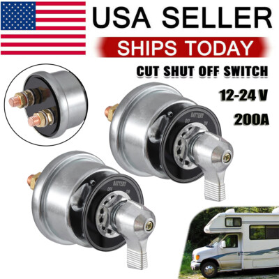 2X 12-24V Master Battery Disconnect Switch Power Cut On/Off Isolator Killer 200A