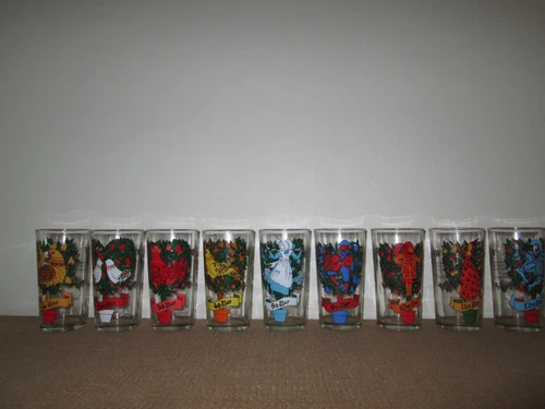 Vtg 12 Days of Christmas Tumbler Glasses 10 Oz Tumblers ~ Day 8 Maids A Milking