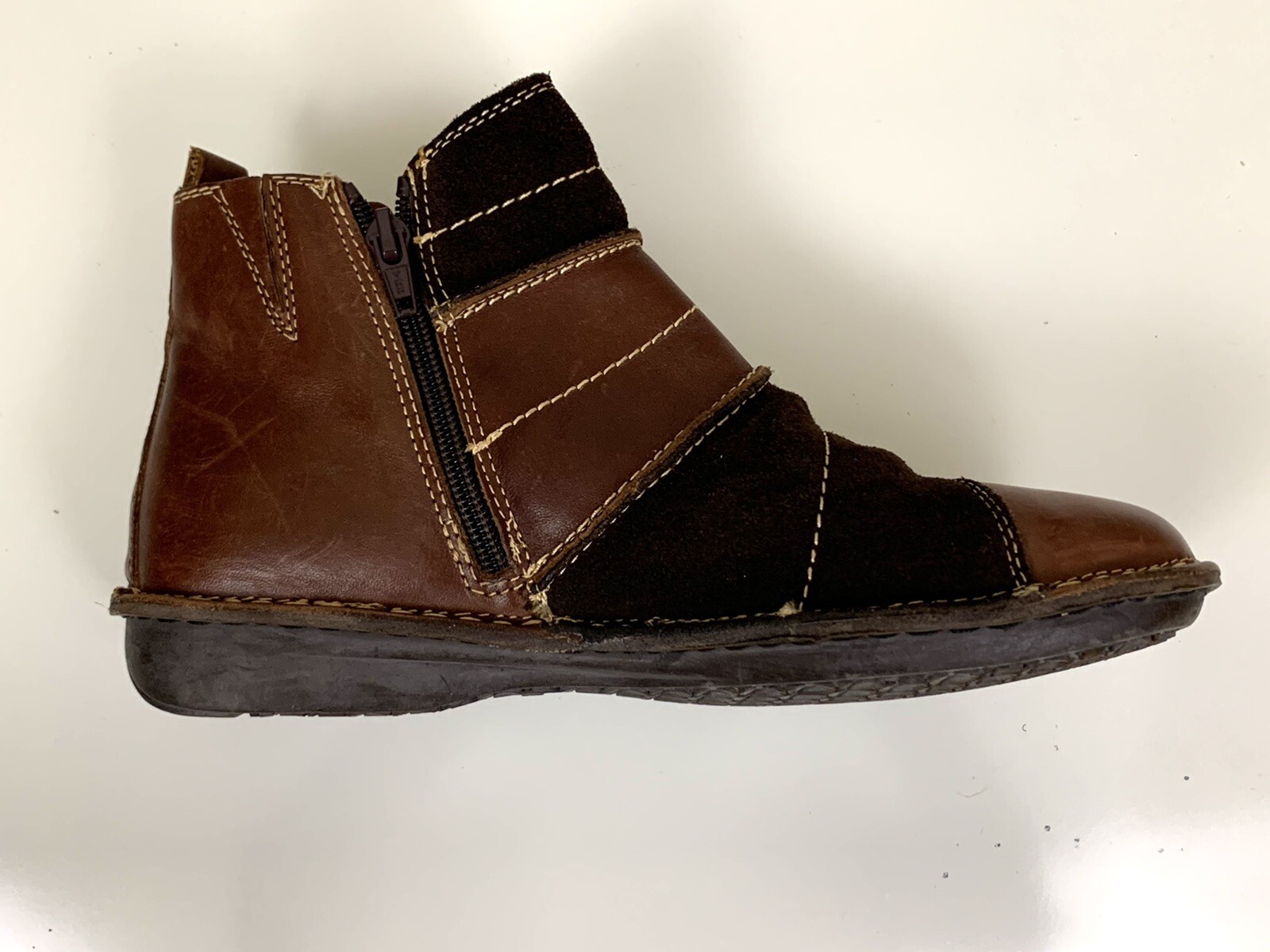 Spring Step Brown Leather Patchwork Zipper Boots … - image 6