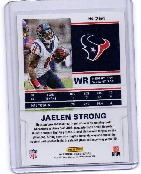 Jaelen Strong  # 3  /  35   Donruss  2017 Texans  Artist's  Proof   LIMITED CARD - Image 2 of 2