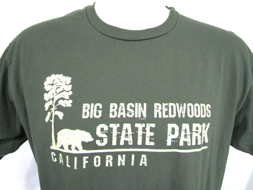 EUC!! Big Basin Redwoods State Park California Green T Shirt Men Sz XL