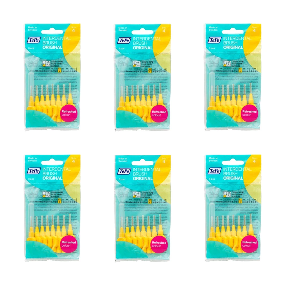Tepe Interdental Brushes Yellow - 8 Brushes (0.7Mm) X 6