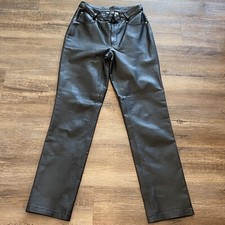 VTG Newport 100 Leather Straight Leg Pants Size 8 Black Punk Rock