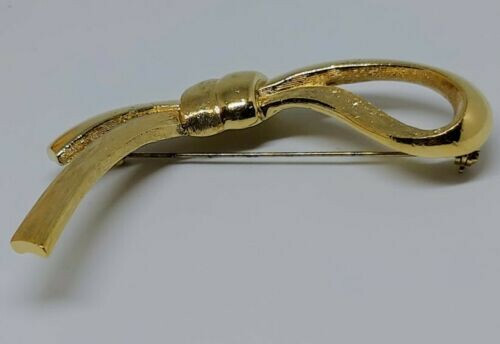 ❤️CHRISTIAN DIOR große goldfarbene Brosche KNOTENSEIL PIN, signiert, Vintage - Bild 4 von 8