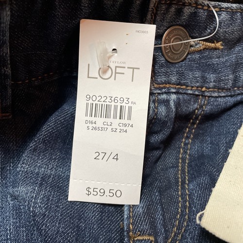 Pantalones de mezclilla Ann Taylor Loft con curvas lavado oscuro corte bota baja para mujer 27/4 - Imagen 6 de 9