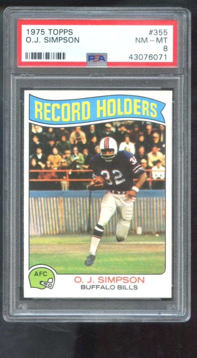 1975 Topps #355 O. J. Simpson Record Holders OJ O J PSA 8 1975 Topps #355 O. J. Simpson Record Holders OJ O J PSA 8