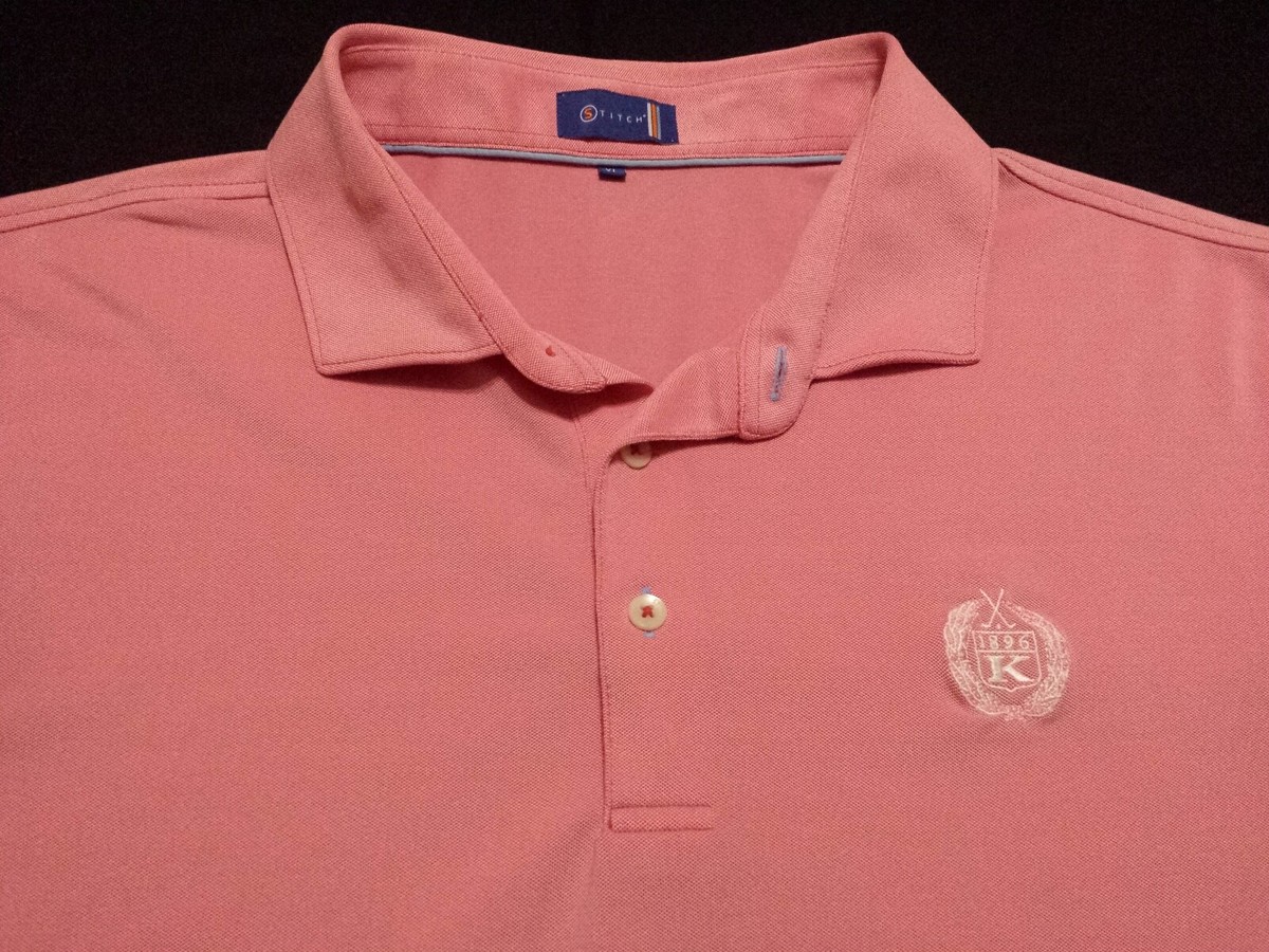 Stitch Mens XL Polo Golf Shirt Short Sleeve Solid Pink Athletic