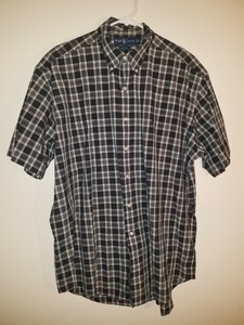 Ralph Lauren Blake 100% Cotton Plaid Short Sleeve Button Down Shirt Men's Large | eBay
