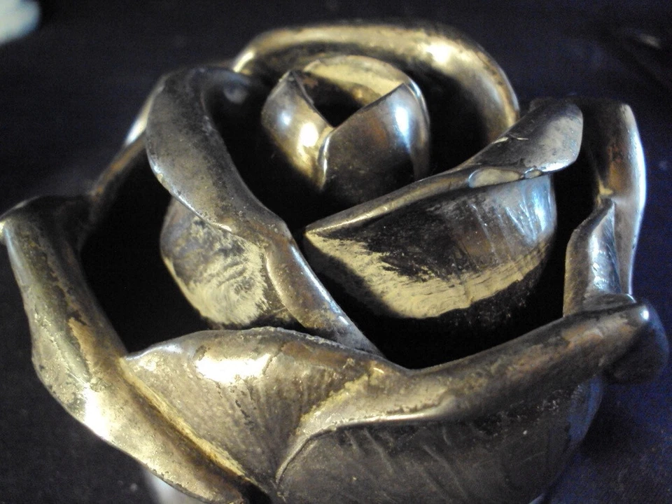 Wallace Plato Plata Flor Rana Grande Pesado Rosa Flor AZ Foto 3 de 4