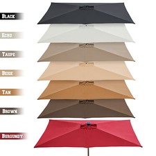 10'x6.5' Patio Umbrella Replacement Canopy 6-Rib Parasol Top Cover Outdoor Marke