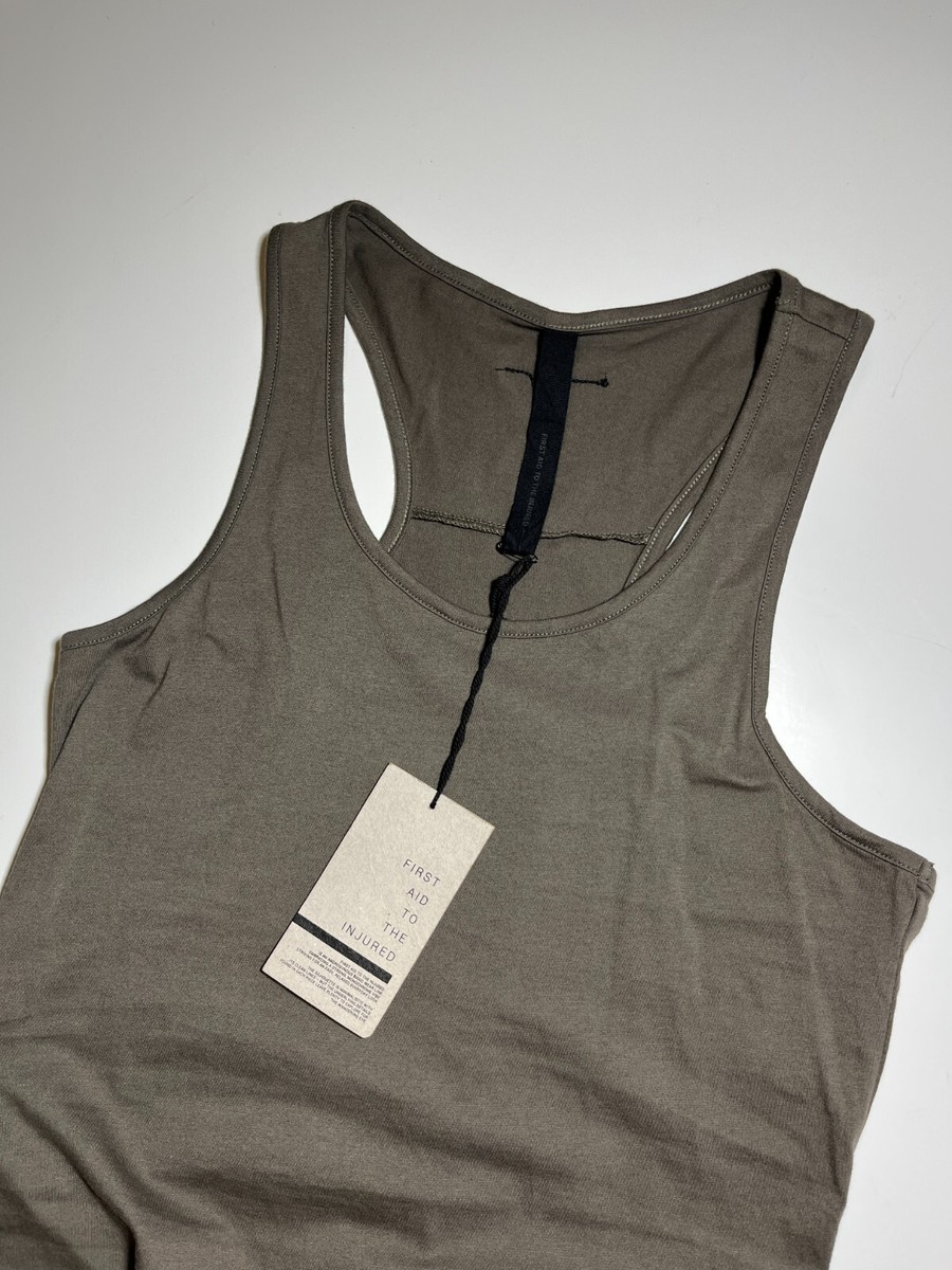 First Aid To The Injured Khaki Asymmetric Distressed Slim Tank Top