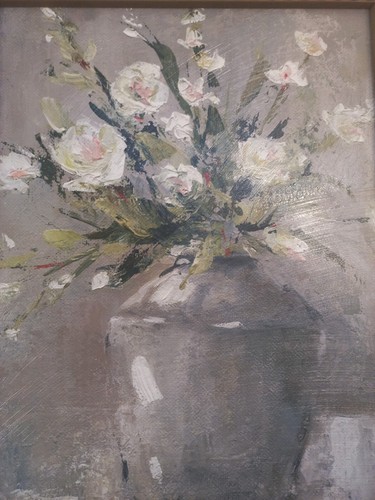 Floral Painting On Wood 19x14" Framed Art Muted Colors Rustic Frame Textured EUC - Picture 4 of 11