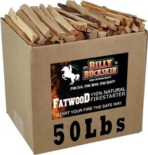 Billy Buckskin Co. 50 lb. Fatwood Fire Starter Sticks just 2 Sticks 50 lb Box