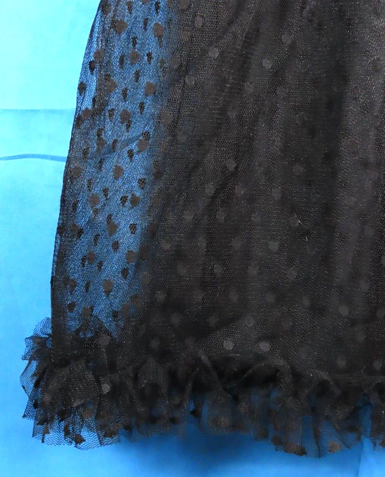 Vestido de Fiesta Negro Jo-ed Sophisticates de Colección TERCIOPELO Y MALLA DE PUNTOS ENCAJE Hombro Descubierto XS Foto 4 de 4