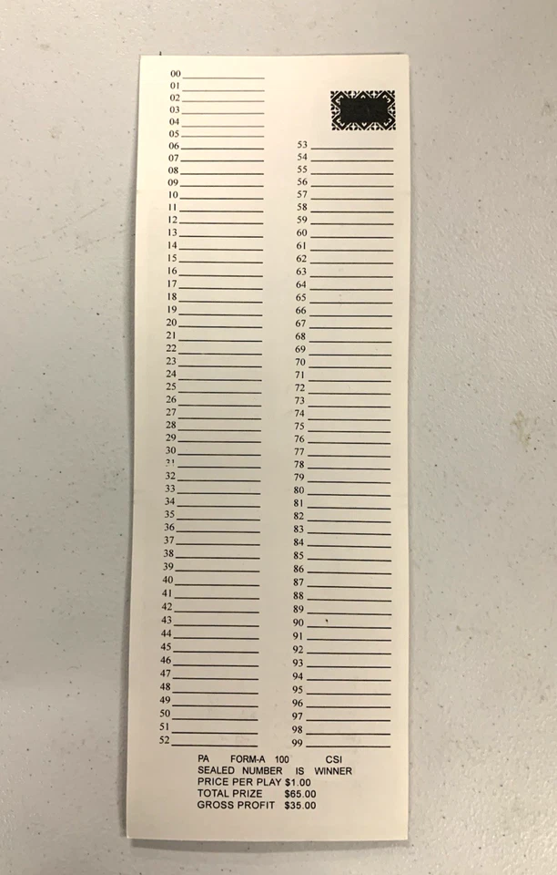 12 - #100 Sure Tip Boards (00-99) Bingo/Raffle/Jar One Single Ticket 1-Fold USA - Image 2 of 3