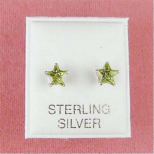Argent Sterling - 6mm Étoile Zircone Bleu Zircon Boucles D'Oreilles