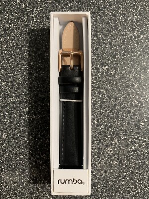Rumba Extra Black Leather Rose Gold Watch Buckle New