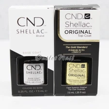 HOT SALE CND Shellac UV Gel Polish BASE COAT 0.25oz + TOP COAT 0.25oz SHIP 24H
