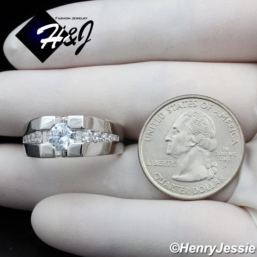 ANILLO DE PLATA ESTERLINA 925 SÓLIDA PARA HOMBRE ICY BLING CIRCONITA TALLA 7-12*SR202 Foto 4 de 4