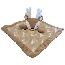 Levtex Deer Lovey Buck Reindeer Brown Plush Security Blanket 11 Inch Square