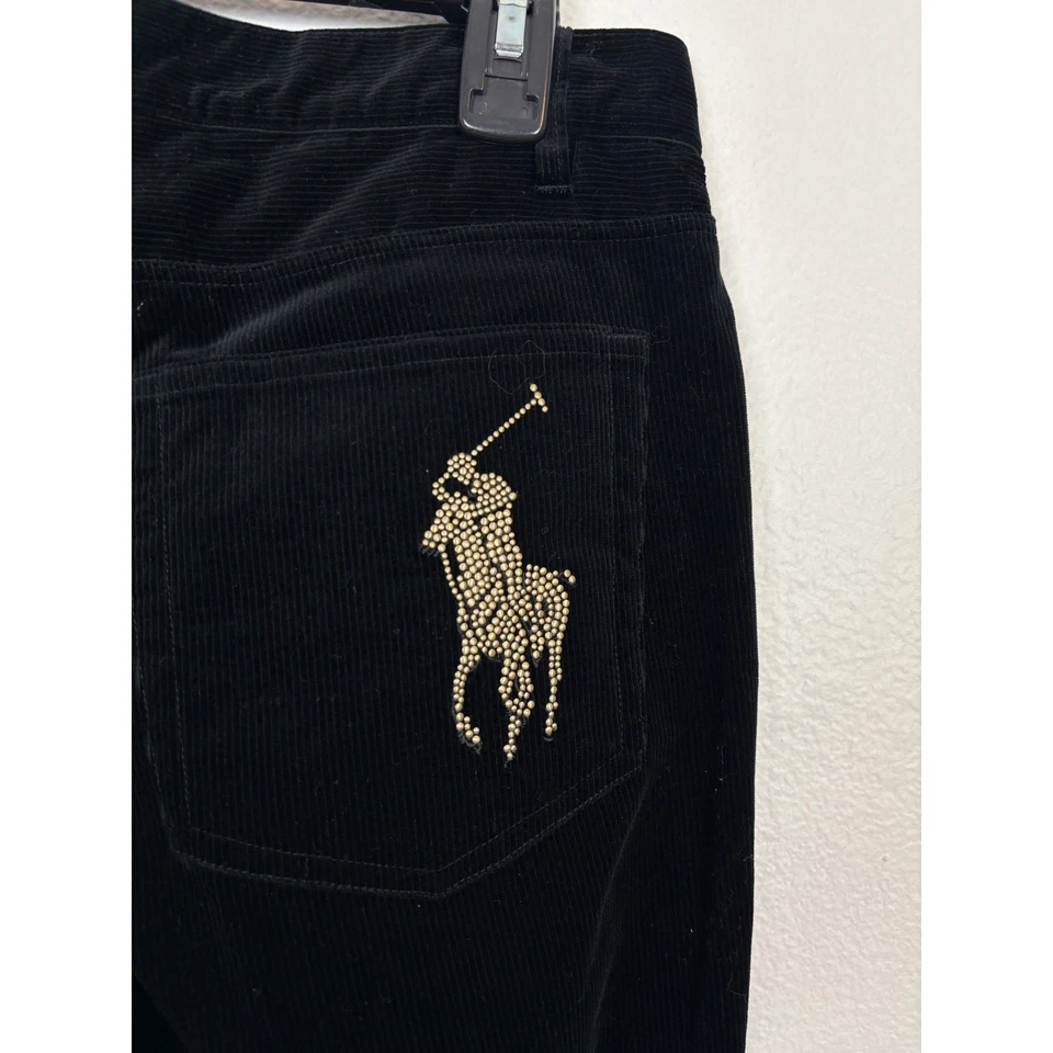 Pantalones Ralph Lauren Etiqueta Negra Terciopelo Pana Acampanado Tiro Bajo Y2K Big Pony 867 8 Foto 3 de 4