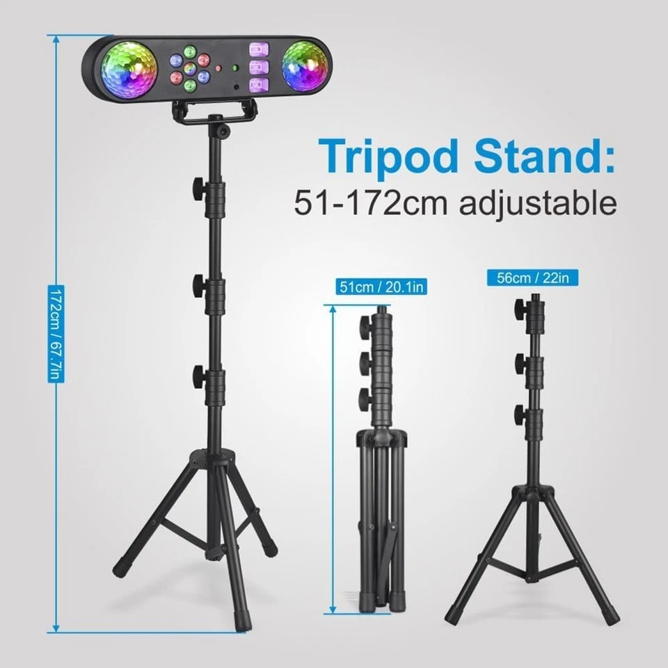 5 In 1 RGB LED DJ Lights Stand Remote Disco Ball Laser Bar Stage Party Effect - Image 4 of 4