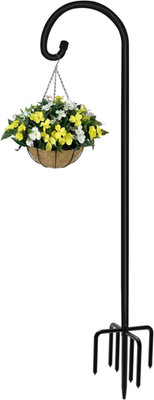 108 Inch Outdoor Shepherd Hook with 7 Prong Base (1 Pack), Adjustable Heavy Duty
