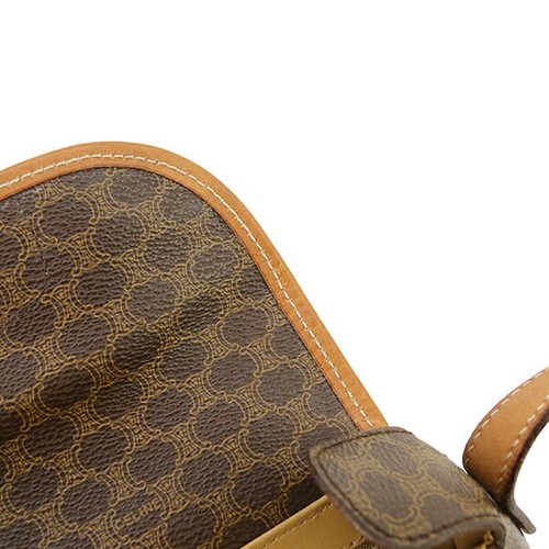 Celine Crossbody Shoulder Bag Macadam PVC Coated Canvas Leather Brown Magnetic - 第 21/21 張圖片
