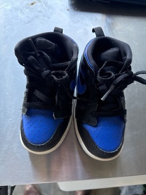 Jordan 1 Mid TD Hyper Royal Black Toddler Sneakers 640735-068 Size 8C