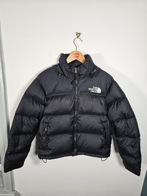 The North Face 1996 Retro Nuptse Jacke Damen Small Schwarz 700 Daunen *Reparaturen*