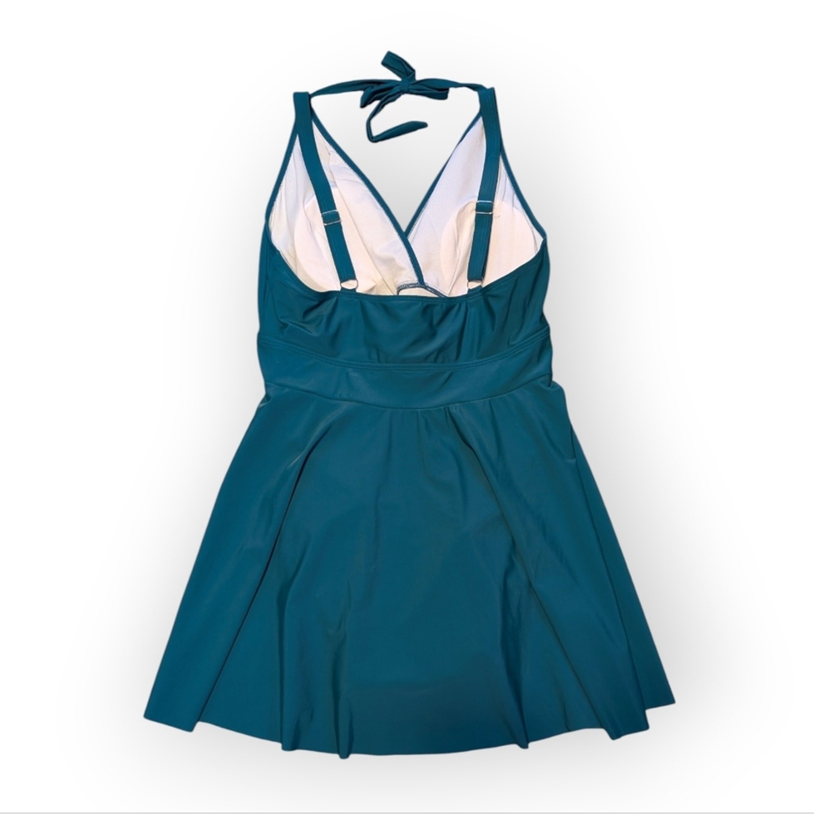 Bloomchic Teal Solid Ruffle Hem Empire Waist Halt… - image 2