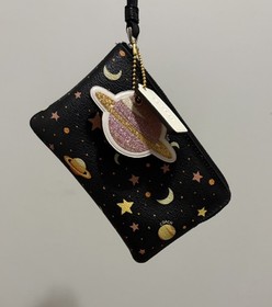 Coach Galaxy Print Black Leather Zip Wrislet, NASA x Coach Saturn Glitter Charms