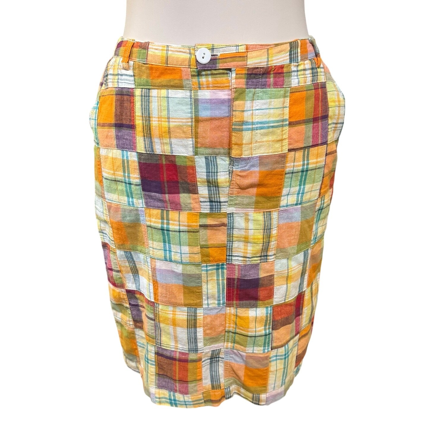 Pendleton Madras Plaid Orange Patchwork Straight … - image 1