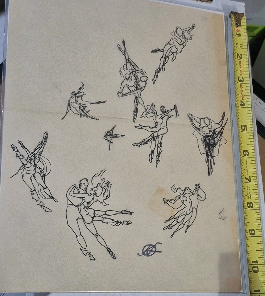 Frank Kelly Freas Original Glorious Dancing Couples Inked Art Full Page Lovely Comic Art