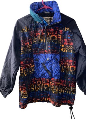 Vtg Obermeyer Jr Snowboarding Jacket Ski Hoodie Pullover Y2K Multi Color Youth M