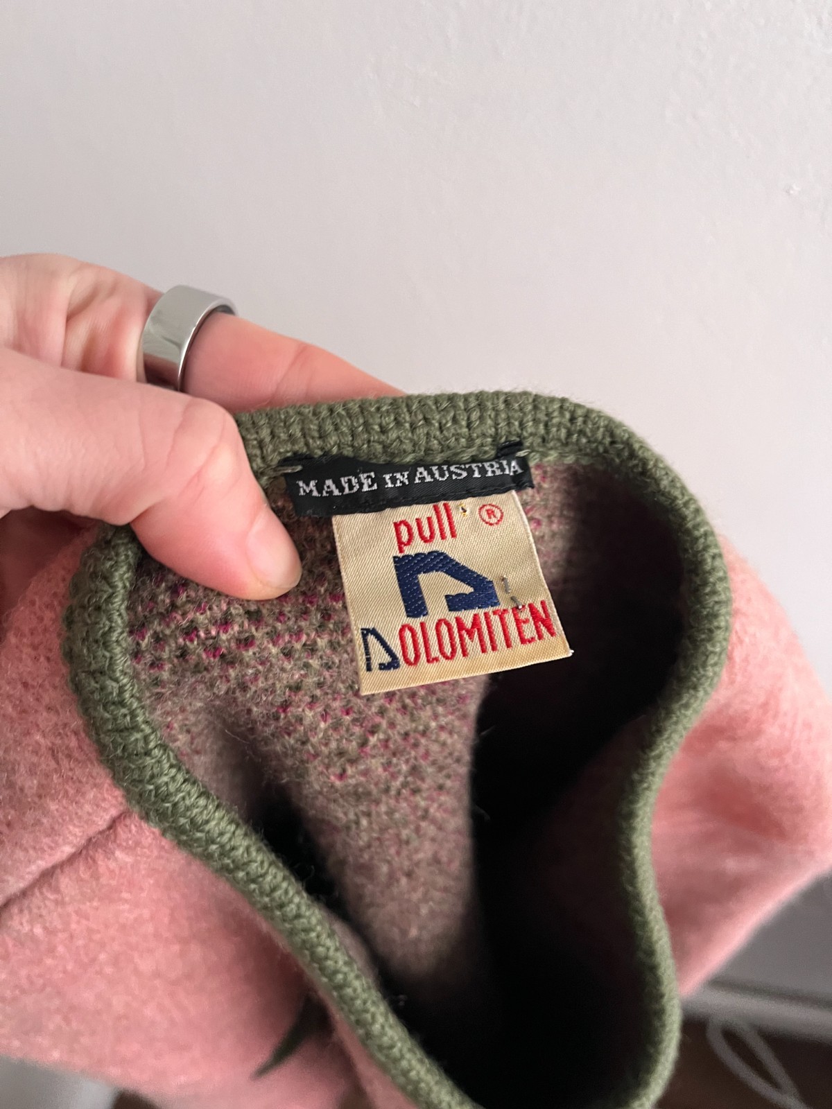 Vintage Dolomiten Pink Green Wool Womens Shacket Size XS-S/6-8 image 2