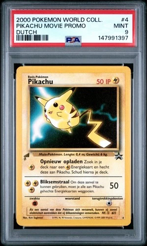 2000 POKEMON PIKACHU WORLD COLL DUTCH #4 PIKACHU MOVIE PROMO PSA 9