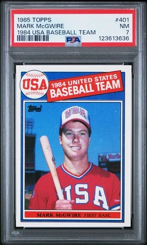1985 TOPPS 1984 USA BB TEAM #401 MARK MCGWIRE PSA 7
