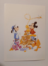 Walt Disney Mickey Mouse Goofy Tinkerbell Tree Christmas Card Hyperion Postcard