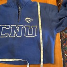 Christopher Newport University Cropped Blue 84 1/4 Zip Sweatshirt With Raw Hem — photo 8