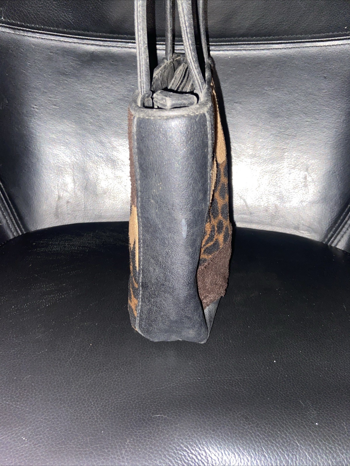 Black Patchwork Cheetah/ Leopard Purse Shoulder B… - image 4