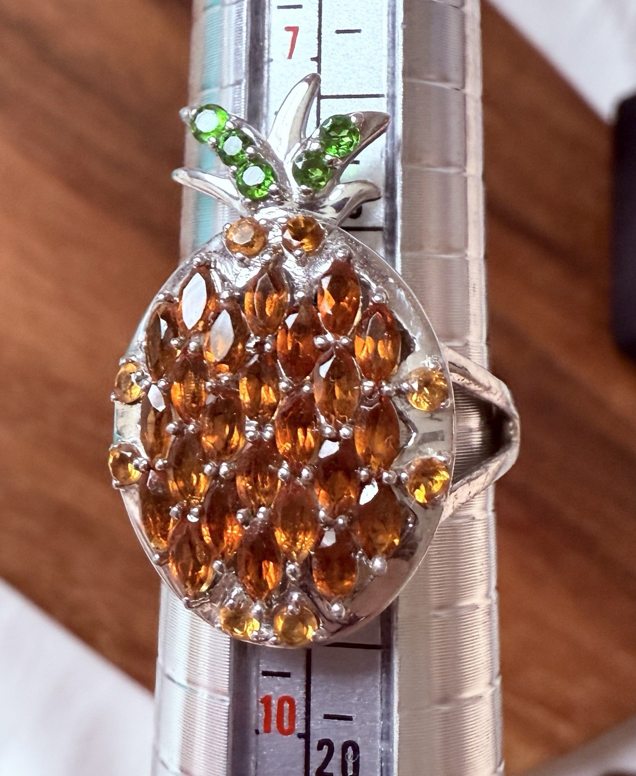 Pineapple Sterling Silver SGL Ring Pineapple Yell… - image 2