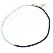 David Yurman 4mm Black & White Ombre Box Chain Necklace 20" Steel Silver New