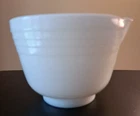 Pyrex White Milk glass ribbed Batter Bowl with spout 6" diameter Vtg
