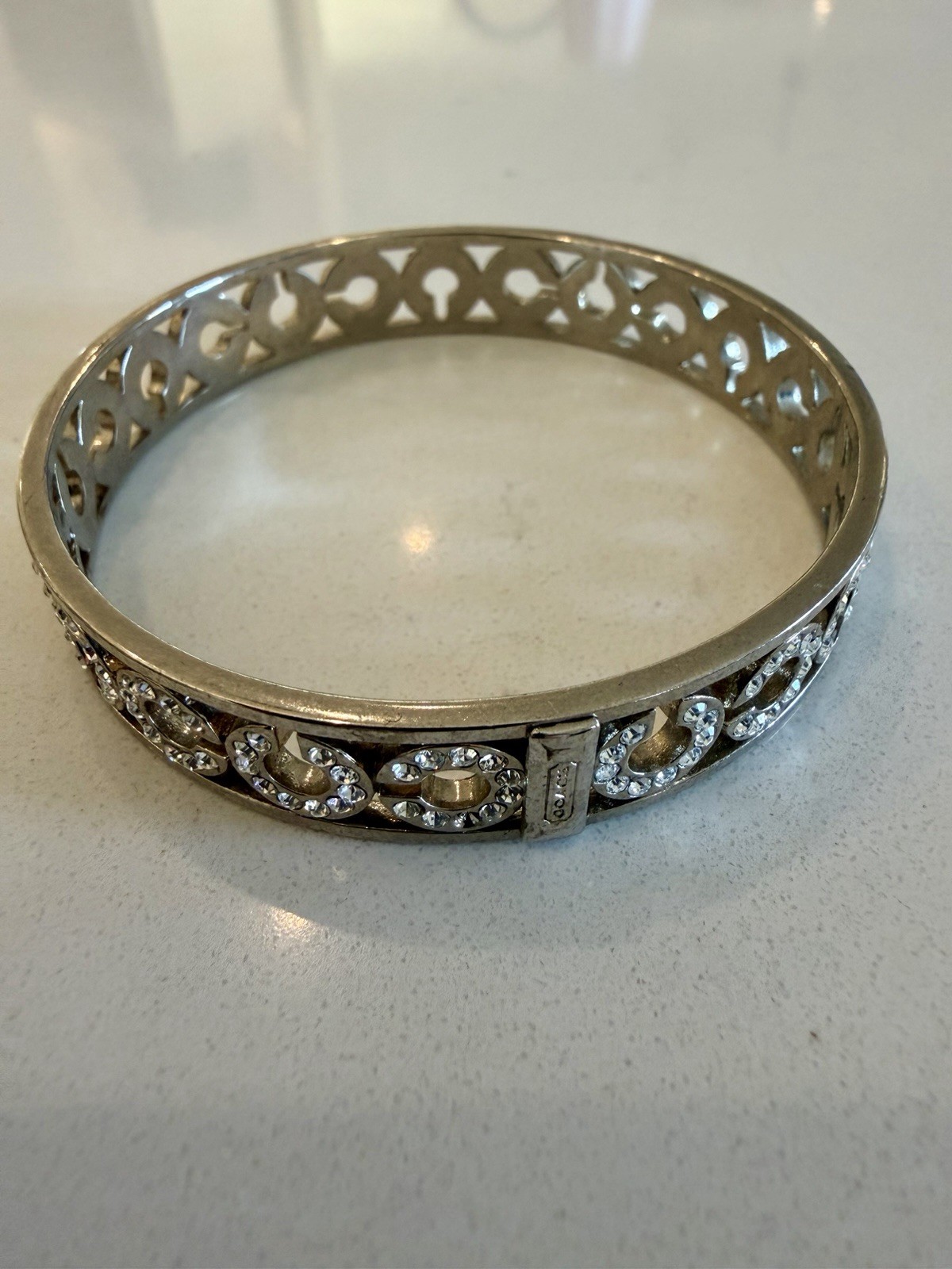 Coach  Silver Tone Stackable Crystal Pavé Bangle … - image 2