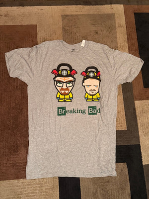 Breaking Bad Walter White Jesse Pinkman Cartoon Graphic T Shirt XL Gray NWT