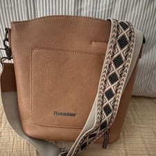 Montana West Brown Crossbody Bag Zip Closure Detachable Adjustable Strap Pockets