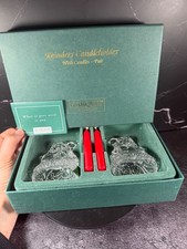 Marquis Waterford Crystal 2 Reindeer Candle Holders Figurines w/ 2 Red Candles