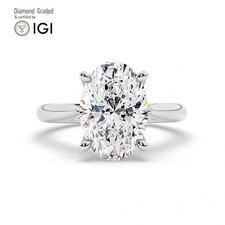 Oval Diamond Engagement Ring 18k White Gold Labgrown 3 Ct Solitaire