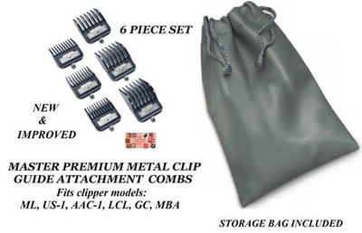 ANDIS MASTER PREMIUM METAL CLIP 6 pc GUIDE COMB SET*For AAC-1,US-1,LCL Clippers